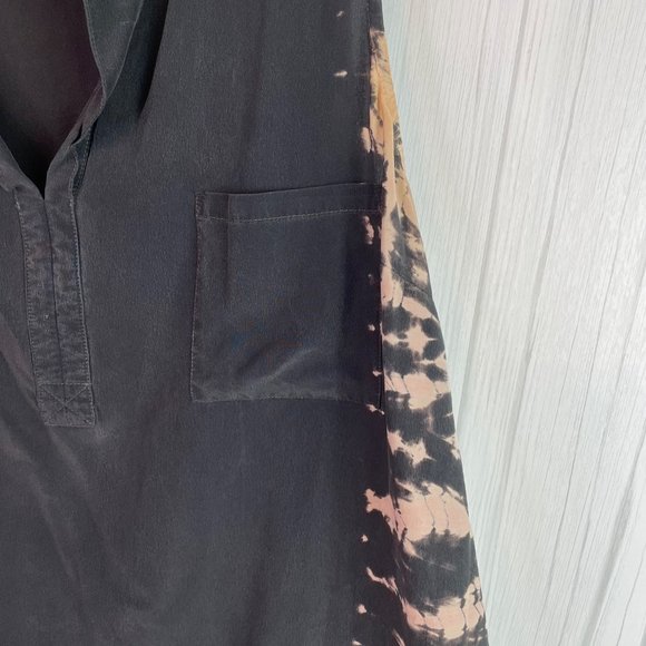 Gypsy 05 100% Silk Sleeveless Top Tank Tie Dye Black V Neck Size L - Picture 5 of 7
